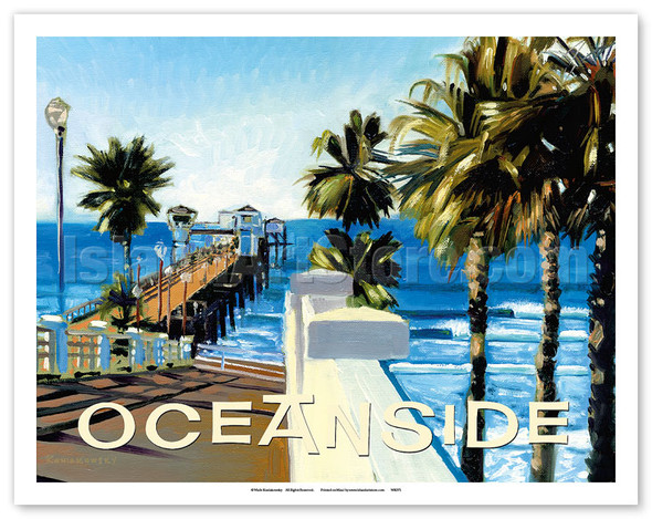Oceanside Beach Pier, California - Poster by Wade Koniakowsky