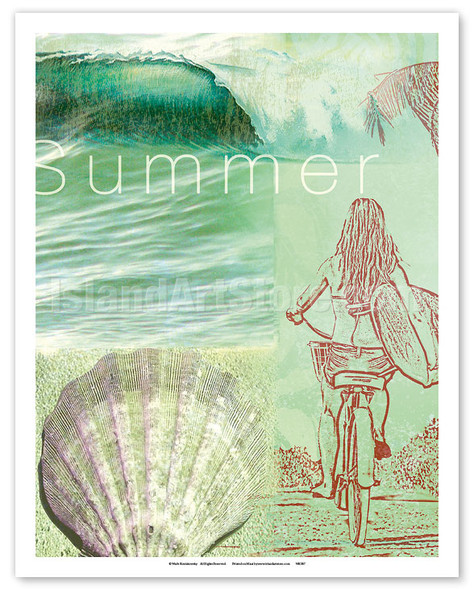 Summer - Surfer Girl - Poster by Wade Koniakowsky