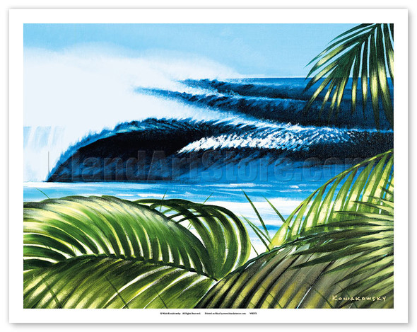 Pipeline with Palms - North Shore Hawaii - Poster by Wade Koniakowsky