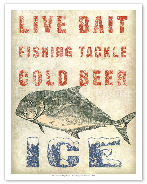 Hawaii Bait Stand Sign - Fishing Tackle, Cold Beer, Ice - Poster by Wade Koniakowsky
