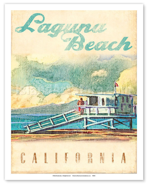Laguna Beach, California - Lifeguard Tower - Poster by Wade Koniakowsky