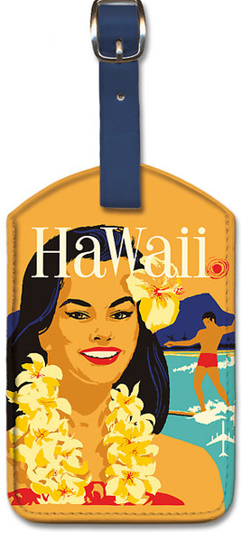 Delta Airlines Hawaii - Vintage Hawaiian Airline Travel - Hawaiian Leatherette Luggage Tag