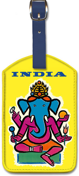 India - Hindu Lord Ganesha (Ganesh) by Jean Carlu - Leatherette Luggage Tag