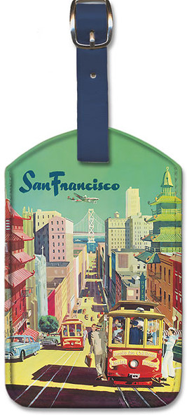 San Francisco California - City View - Chinatown by David Klein - Leatherette Luggage Tag