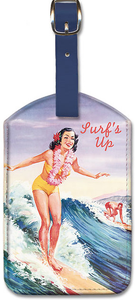 Surf's Up Surfer Girl by Lafferty - Leatherette Luggage Tag