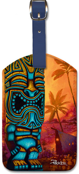 Tiki of the Blue by Brad Parker - Leatherette Luggage Tag