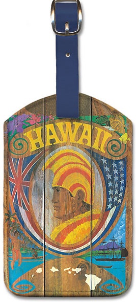 Hawaii - Wood Panel Sign - Vintage Hawaiian Airline Travel - Leatherette Luggage Tag
