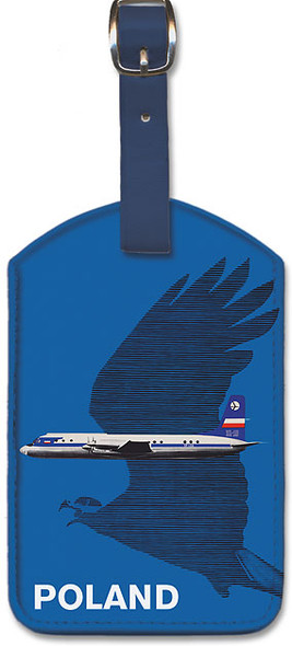Crane in Flight - Polish Airlines LOT by Maciej Hübner - Leatherette Luggage Tag