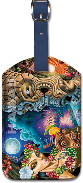 Moon of Manakoora by Brad Parker - Hawaiian Leatherette Luggage Tag