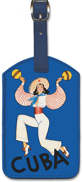 Visit Cuba - Native Cuban Dancer with Maracas by Conrado Walter Massaguer - Leatherette Luggage Tag