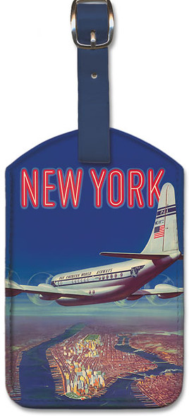 New York by Clipper Pan American - Vintage Airline Travel - Leatherette Luggage Tag