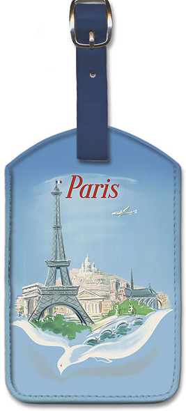 Paris - Eiffel Tower by Régis Manset - Leatherette Luggage Tag
