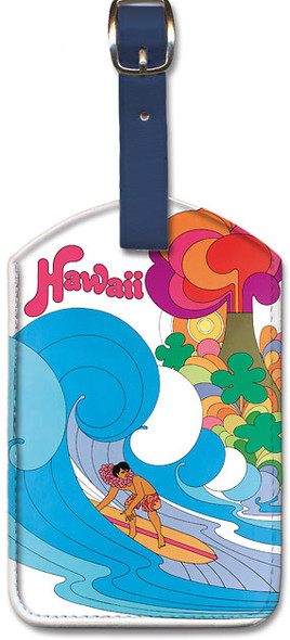 Hawaii Continental Airlines - Vintage Hawaiian Airline Travel - Hawaiian Leatherette Luggage Tag