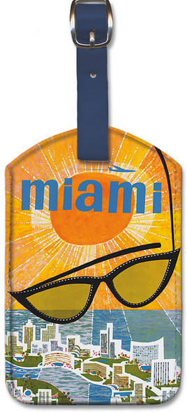 Miami - Sunglasses by David Klein - Leatherette Luggage Tag