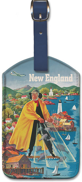 United Airlines - New England Fisherman by Joseph Fehér - Leatherette Luggage Tag