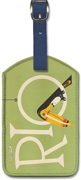 Rio de Janeiro, Brazil - Toucan - Vintage Airline Travel - Leatherette Luggage Tag