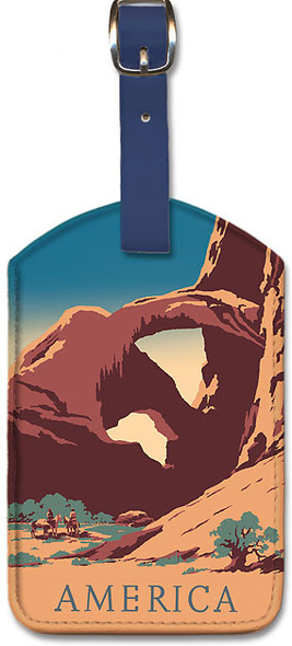 America - Arches National Park - United States Travel Bureau Poster by Frank S. Nicholson - Leatherette Luggage Tag