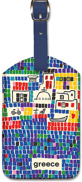 Greece - Vintage Travel - Leatherette Luggage Tag