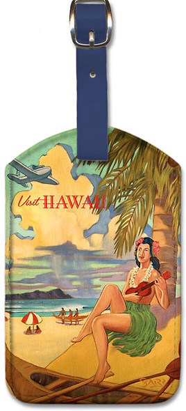 Visit Hawaii by Rick Sharp - Leatherette Luggage Tag