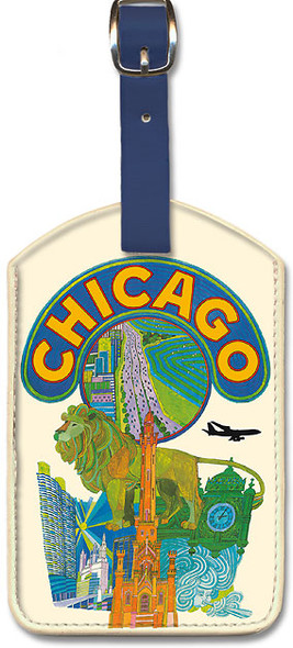 Chicago Illinois by David Klein - Leatherette Luggage Tag