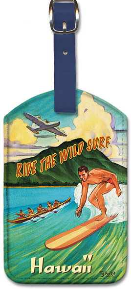 Ride the Wild Surf Hawaii by Rick Sharp - Leatherette Luggage Tag