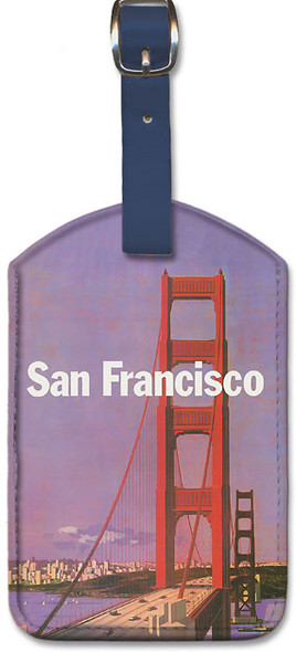 San Francisco - Golden Gate Bridge and City View by Stan Galli - Leatherette Luggage Tag