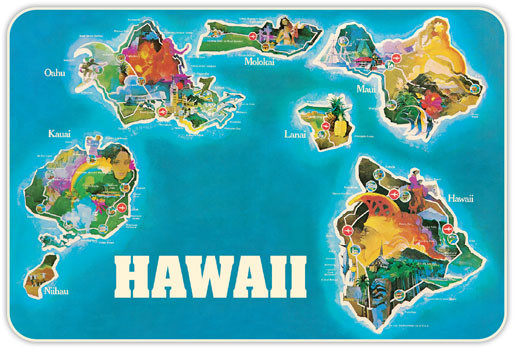 Hawaii Map - Hawaiian Art Sticker