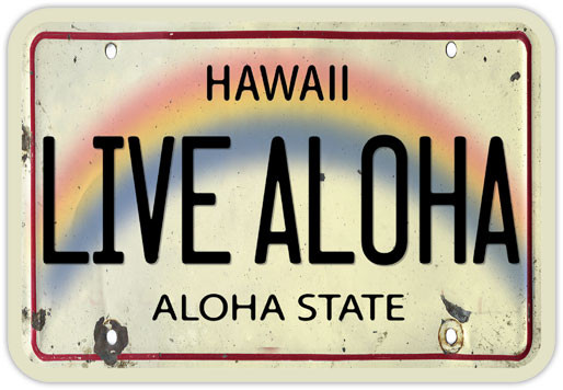 Live Aloha License Plate - Hawaiian Art Sticker