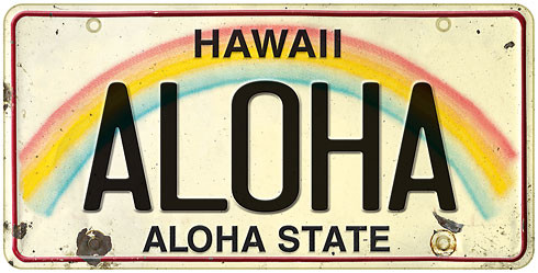 Aloha - Hawaiian License Plate | Pacifica Island Art
