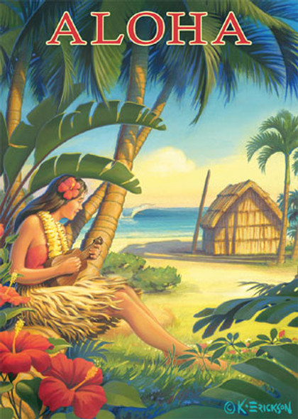 Aloha - Hawaii - Hula Dancer with Ukulele - Magnet Aloha - Hawaii - Hula Dancer with Ukulele - Magnet