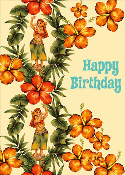 Hibiscus & Hula - Hawaiian Happy Birthday Greeting Card Hibiscus & Hula - Hawaiian Happy Birthday Greeting Card