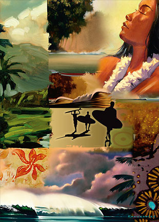 Collage by Wade Koniakowsky - Hawaiian Happy Birthday Greeting Card