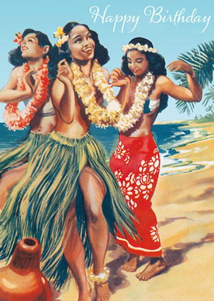 Hawaiian Hula Dancers - Hawaiian Happy Birthday Greeting Card Hawaiian Hula Dancers - Hawaiian Happy Birthday Greeting Card