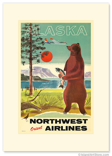 Alaska Northwest Orient Airlines - Vintage Airline Travel Poster - Premium Vintage Collectible Greeting Card