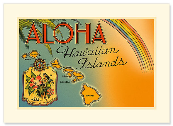 Aloha Hawaiian Islands - Premium Vintage Collectible Greeting Card Aloha Hawaiian Islands - Premium Vintage Collectible Greeting Card