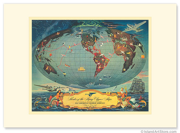 Pan Am, Routes of the Flying Clipper - Premium Vintage Collectible Greeting Card Pan Am, Routes of the Flying Clipper - Premium Vintage Collectible Greeting Card