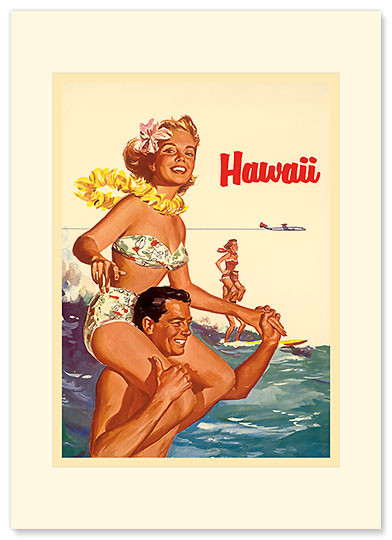 Hawaii Northwest Airlines - Vintage Hawaiian Travel Poster - Premium Vintage Collectible Greeting Card