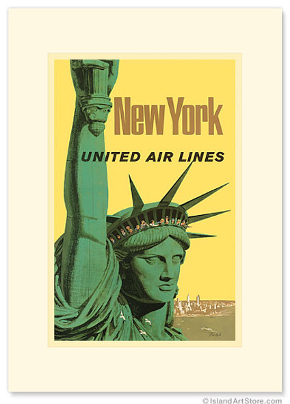 United Air Lines: New York Statue of Liberty - Premium Vintage Collectible Greeting Card United Air Lines: New York Statue of Liberty - Premium Vintage Collectible Greeting Card