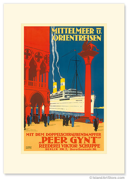 Peer Gynt - Steamship at Venice Port - Premium Vintage Collectible Greeting Card Peer Gynt - Steamship at Venice Port - Premium Vintage Collectible Greeting Card