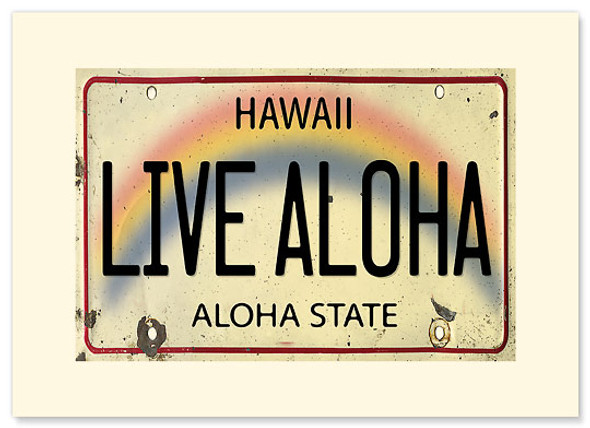 Live Aloha License Plate - Premium Vintage Collectible Greeting Card Live Aloha License Plate - Premium Vintage Collectible Greeting Card