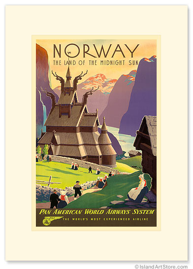Norway Pan Am, Land of the Midnight Sun by Ivar Gull - Premium Vintage Collectible Greeting Card