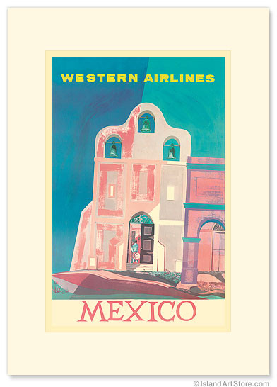 Western Airlines: Mexico by Will Grant - Premium Vintage Collectible Greeting Card