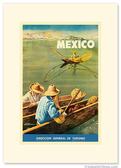 Direccion General de Turismo: Lake Chapala, Mexico, Men in Canoes - Premium Vintage Collectible Greeting Card Direccion General de Turismo: Lake Chapala, Mexico, Men in Canoes - Premium Vintage Collectible Greeting Card