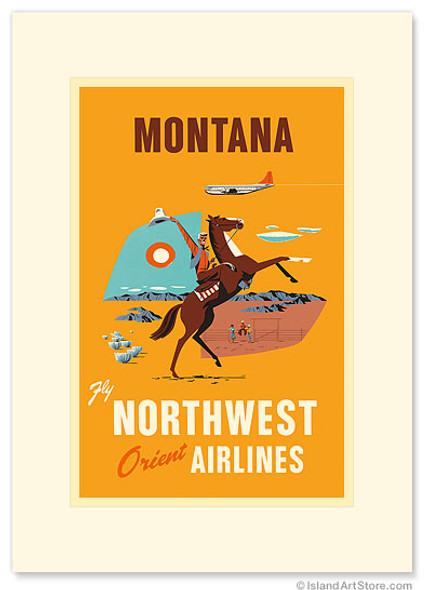 Fly Northwest Orient Airlines: Montana - Premium Vintage Collectible Greeting Card Fly Northwest Orient Airlines: Montana - Premium Vintage Collectible Greeting Card