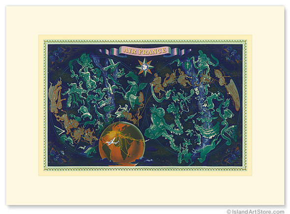 Aviation Sky Map, Star Constellations and Zodiac - Premium Vintage Collectible Greeting Card Aviation Sky Map, Star Constellations and Zodiac - Premium Vintage Collectible Greeting Card