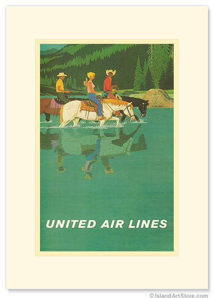 United Air Lines: Horse Back Riders - Premium Vintage Collectible Greeting Card United Air Lines: Horse Back Riders - Premium Vintage Collectible Greeting Card