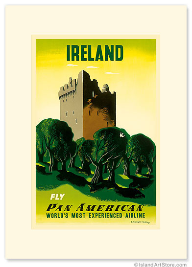 Pan Am Ireland Castle by Edward McKnight Kauffer - Premium Vintage Collectible Greeting Card