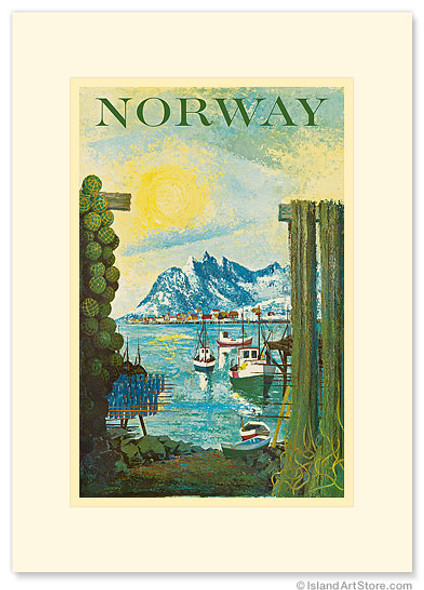 Norway: Fishing Village - Premium Vintage Collectible Greeting Card Norway: Fishing Village - Premium Vintage Collectible Greeting Card