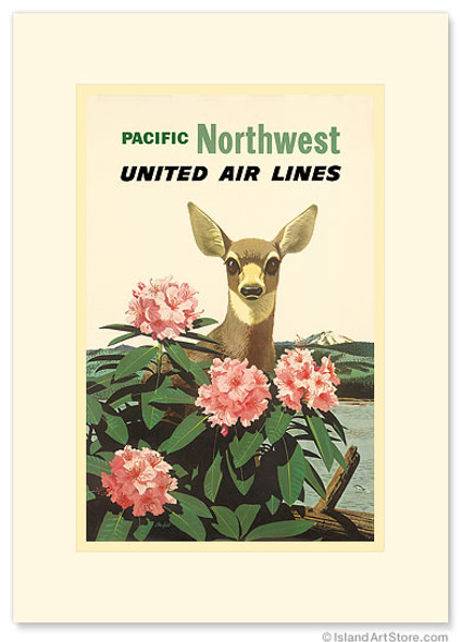United Air Lines: Pacific Northwest - Premium Vintage Collectible Greeting Card United Air Lines: Pacific Northwest - Premium Vintage Collectible Greeting Card