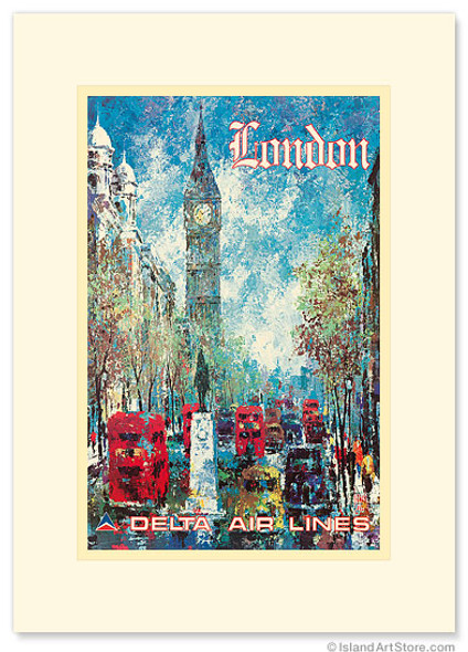 Delta Air Lines - London Big Ben - Premium Vintage Collectible Greeting Card Delta Air Lines - London Big Ben - Premium Vintage Collectible Greeting Card